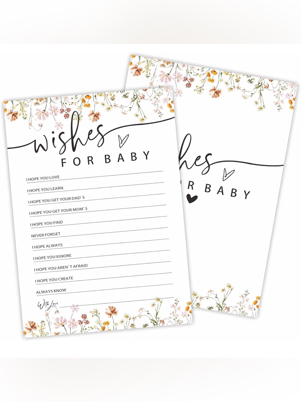 Floral 'Wishes for Baby' Baby Shower Game Card